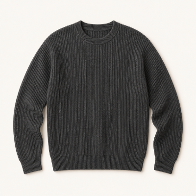 Illustrative charcoal knit sweater